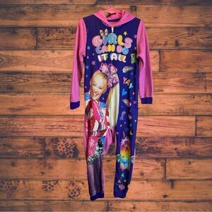 5 for $25🔥JoJo Siwa Pink & Purple Fleece Hooded Pajama Jumpsuit Girls XS (4/5)